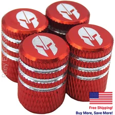 4x Wheel Tire Valve Cap Stem Cover For Bike, Car, Trucks Sparta Spartan RED
