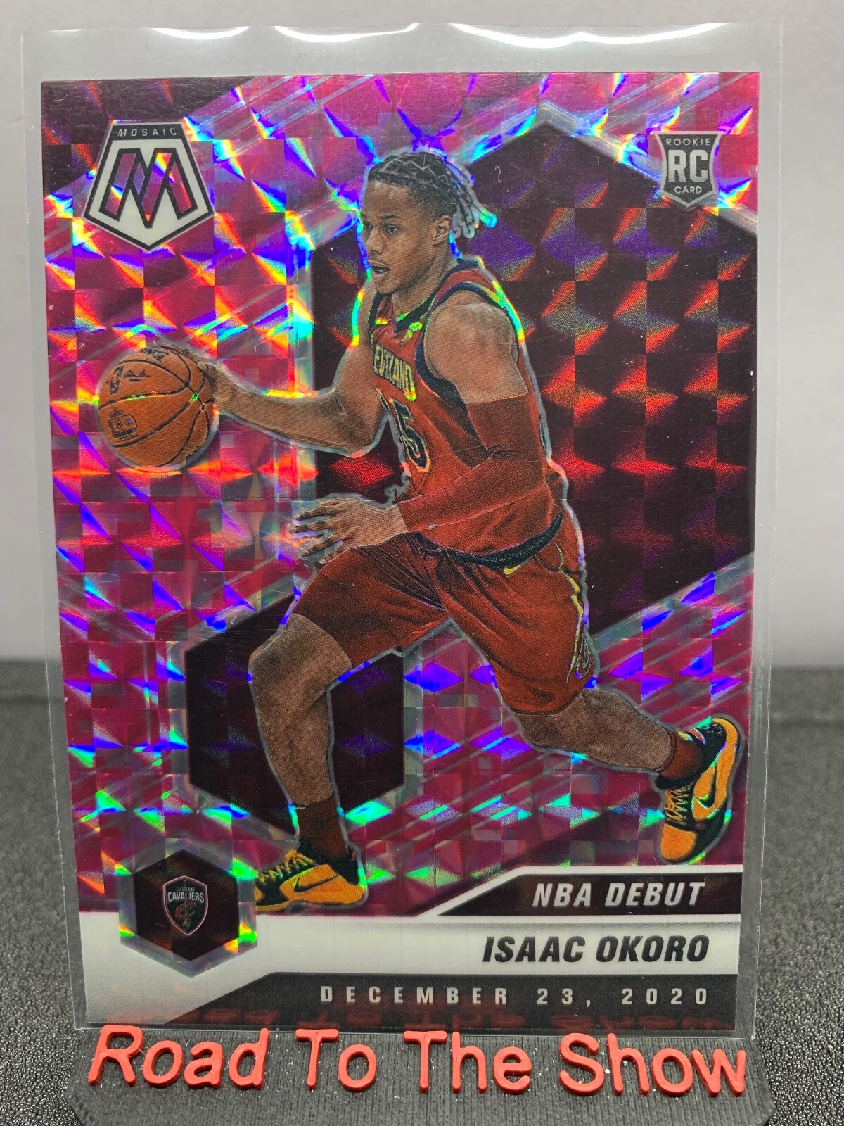 2020-21 Panini Mosaic Isaac Okoro NBA Debut Pink Camo Rc #271 Cavaliers