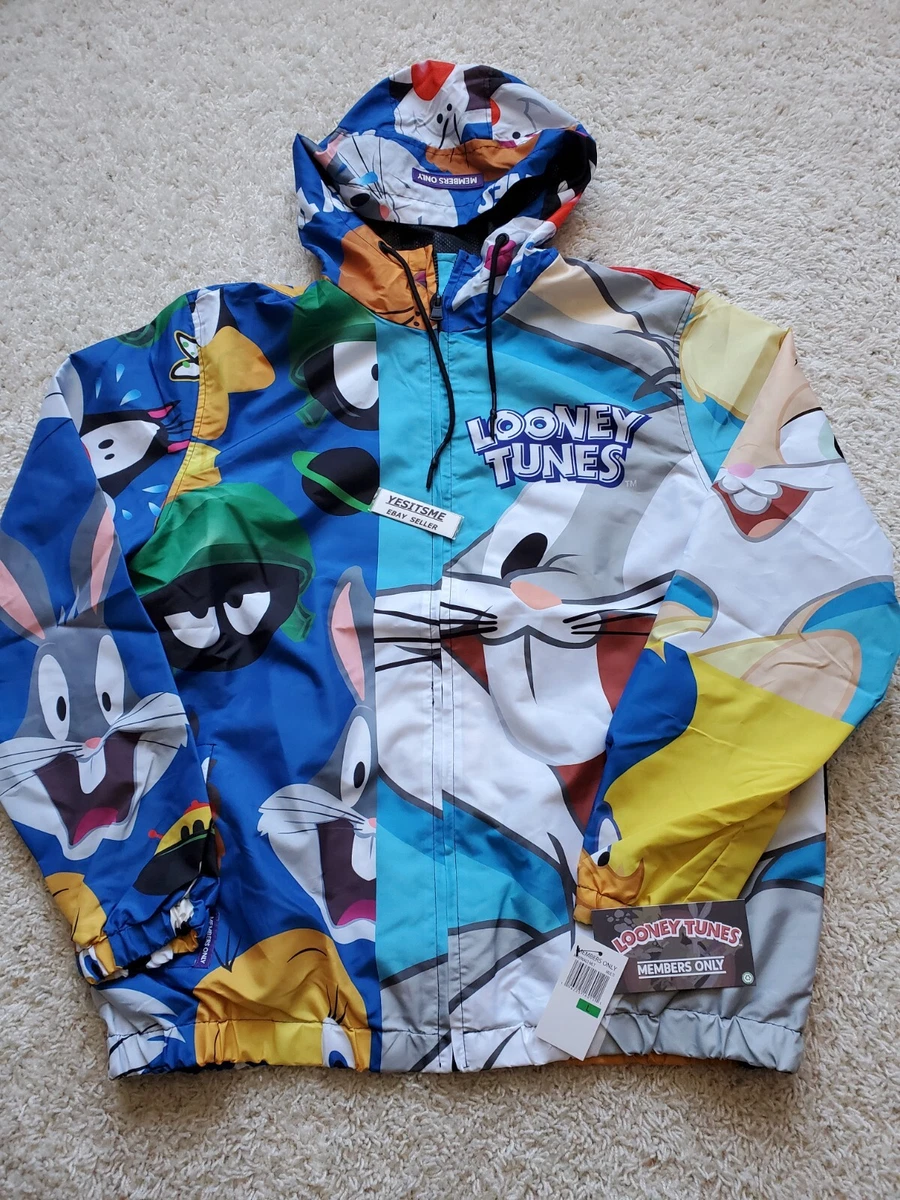 Members Only Looney Tunes Windbreaker Jacket Bugs Bunny Sylvester Men’s  Medium