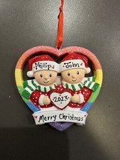 Personalized " SAME SEX GAY COUPLE " Christmas Tree Ornament HOLIDAY GIFT