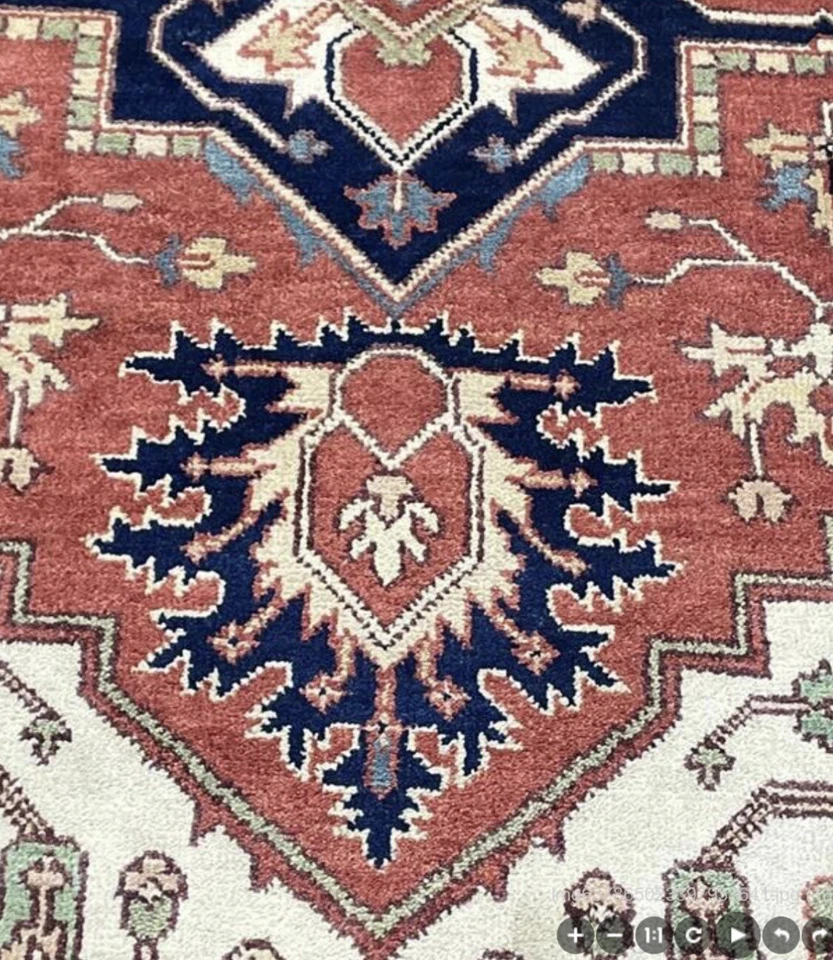 Oriental area rug Red Heriz  hand  knotted elegant  New Rare Wool 6 X 9 India. - Image 4 of 4