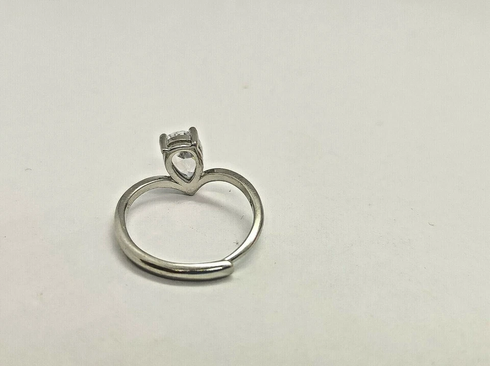 Anello Donna SOLITARIO in Argento 925 pietra gocciA zircone TIARA ORO BIANCO - Immagine 4 di 4