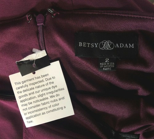 Betsy Adam Dress 2 XS Burgundy Wine Off Shoulder Bell Sl Sexy Cocktail Party NEW - Picture 5 of 6