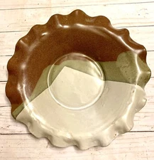 BEAUTIFUL STUDIO ART POTTERY LARGE SCALLOPED DISH BOWL SIGNED CHOATE