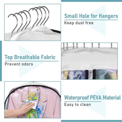 40" Clear PEVA Garment Bags with Heavy-Duty Zipper - Ultimate Closet Organizer - Picture 8 of 9
