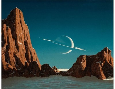 Chesley Bonestell - Saturn from Titan 1952 Version 3 A1-A4 Poster Animal Pet Por