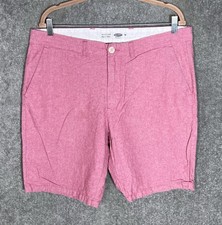 Old Navy Linen Blend Ultimate Slim Chino Shorts Mens Size 36 Berry Pink Pockets