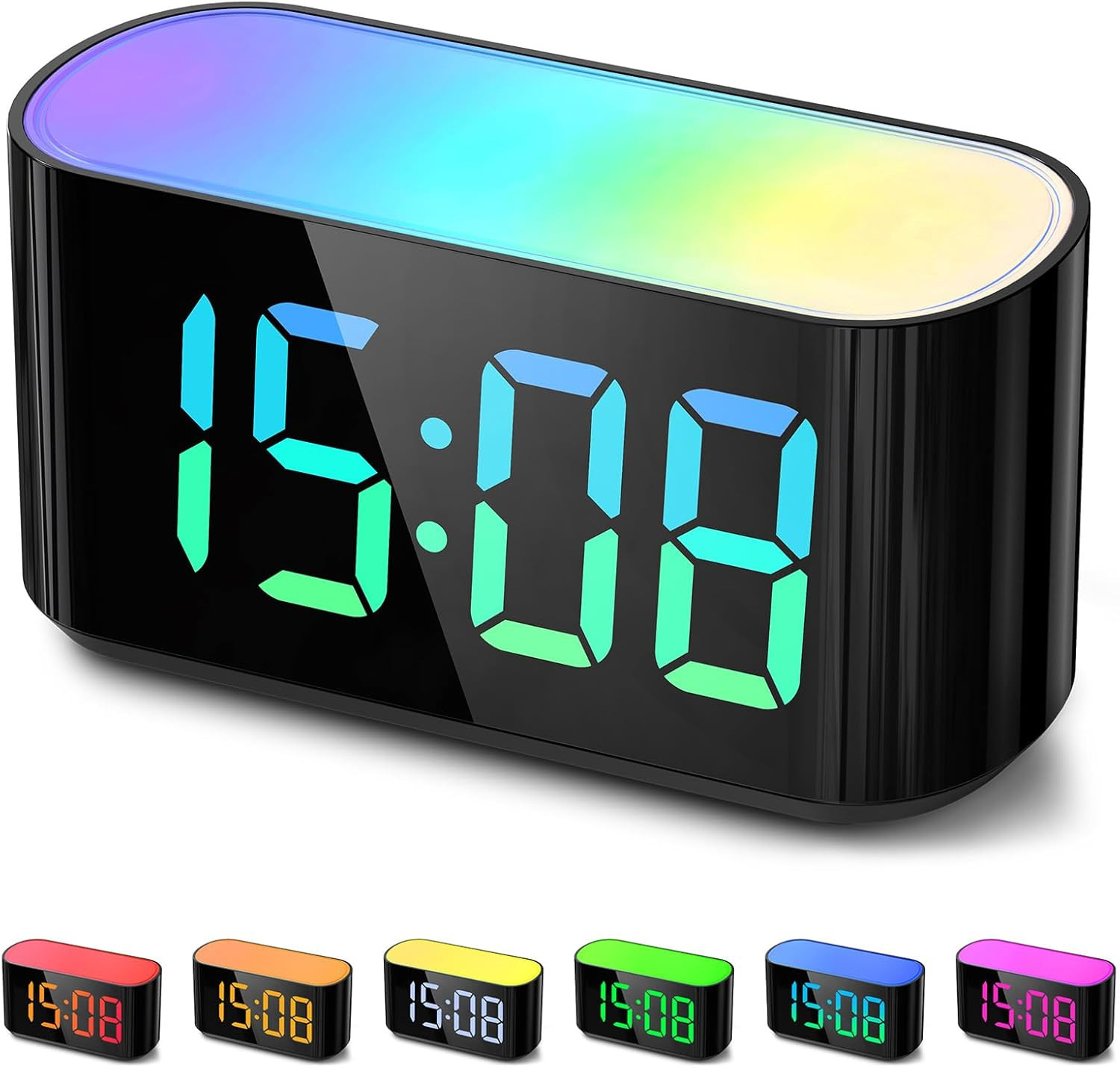 Sveglia Digitale Bambini RGB: Dimmer 0-100% e Luce Notturna Moderna