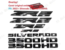 OVERLAY 7pcs Gloss Black Fender Rear Grille ZR2 3500HD Silverado Emblems 2024+