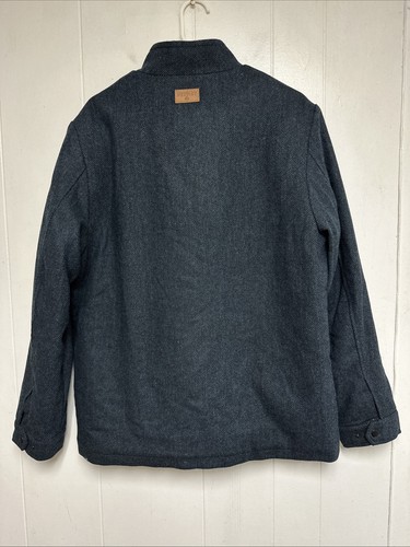 Giacca tessitura Emerald Isle misto lana blu spina di pesce manica lunga taglia 44 XL - Foto 6 di 12