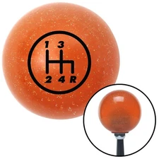 Black 4 Speed Shift Pattern - 4RDR Orange Metal Flake Shift Knob M16x1.5 Insert