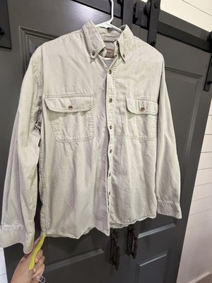 C.E. Schmidt Workwear Men's M Beige Cotton Woven Button-Down Shirt Pockets
