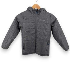 Columbia Kids Hooded Puffer Jacket Gray Quilted Full Zip Insulated Size M