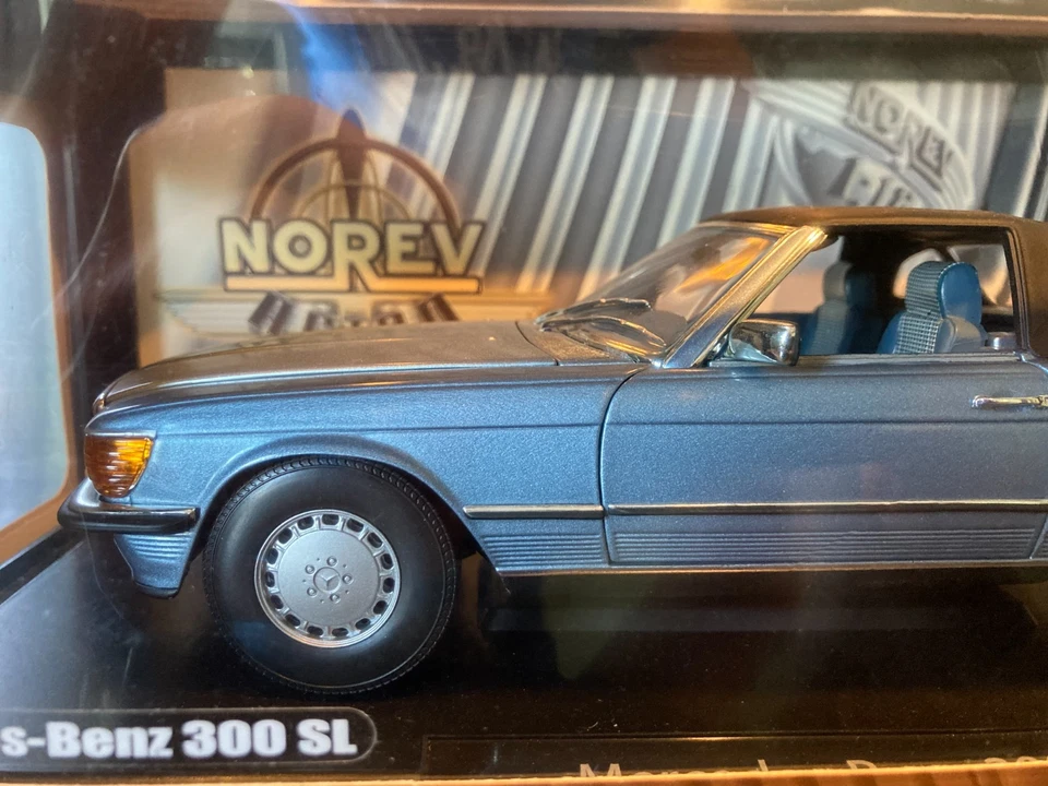 MERCEDES-BENZ 300 SL SOFT TOP 1986 BLUE 1/18 NOREV - Photo 3/4