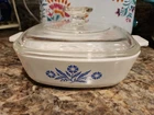 Vintage Corning Ware Blue Cornflower P-1-B Casserole Dish with PYREX Lid A7C USA
