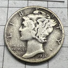 1936  Mercury   Dime - 90% Silver - Free Shipping.