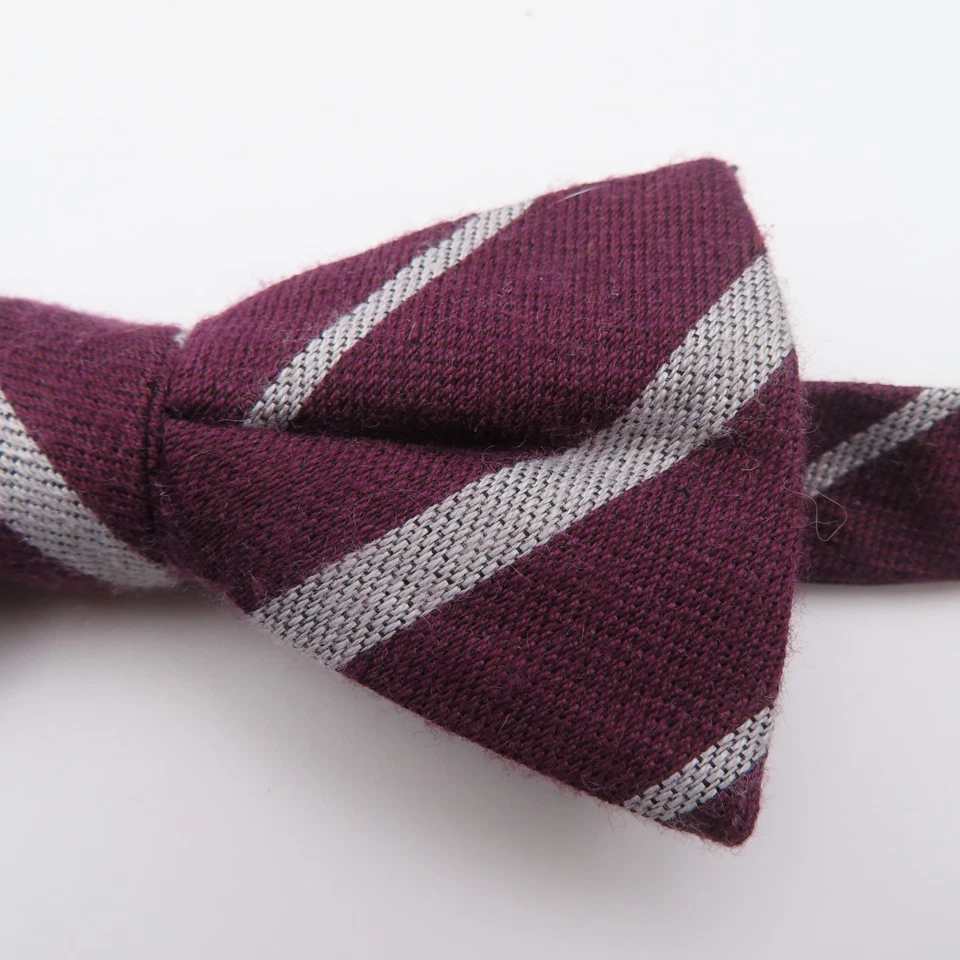 Pajarita Negra Marrón Roja Gris Rayas 2.5" Ancho Pre Corbata Lana Seda Nueva Foto 2 de 4