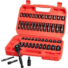 1/4”Drive Impact Socket Set 52 PCS W/ 72-Tooth Ratchet & Adapte Automotive New