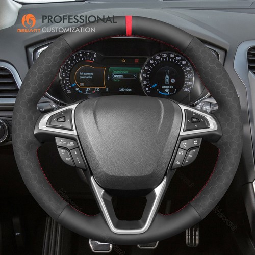 Funda de volante de gamuza en relieve de cuero genuino hágalo usted mismo para Ford Mondeo Edge Galaxy S-Max - Imagen 3 de 10