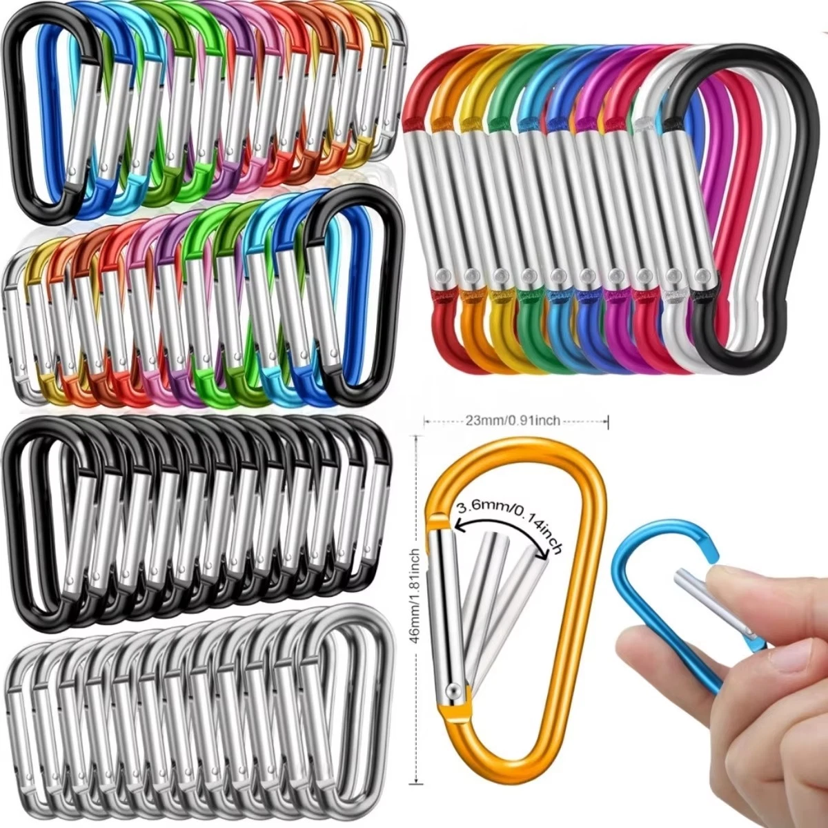 Pack De 4 Mosquetones Estrella De Aleación De Zinc | Cierre De Resorte | Plateados | Multiusos Para Llaves, Mochilas Y Actividades Outdoor