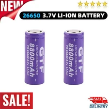 2Pack 26650 3.7V 8800mAh Flat Top Rechargeable Li-ion Batteries for Flashlight