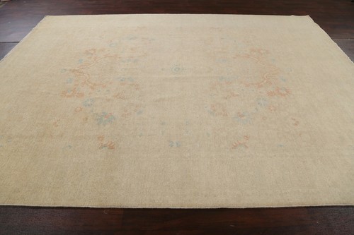 Alfombra de área tradicional floral silenciosa Chobi-Peshawar 9x12 hecha a mano de lana beige - Imagen 9 de 12