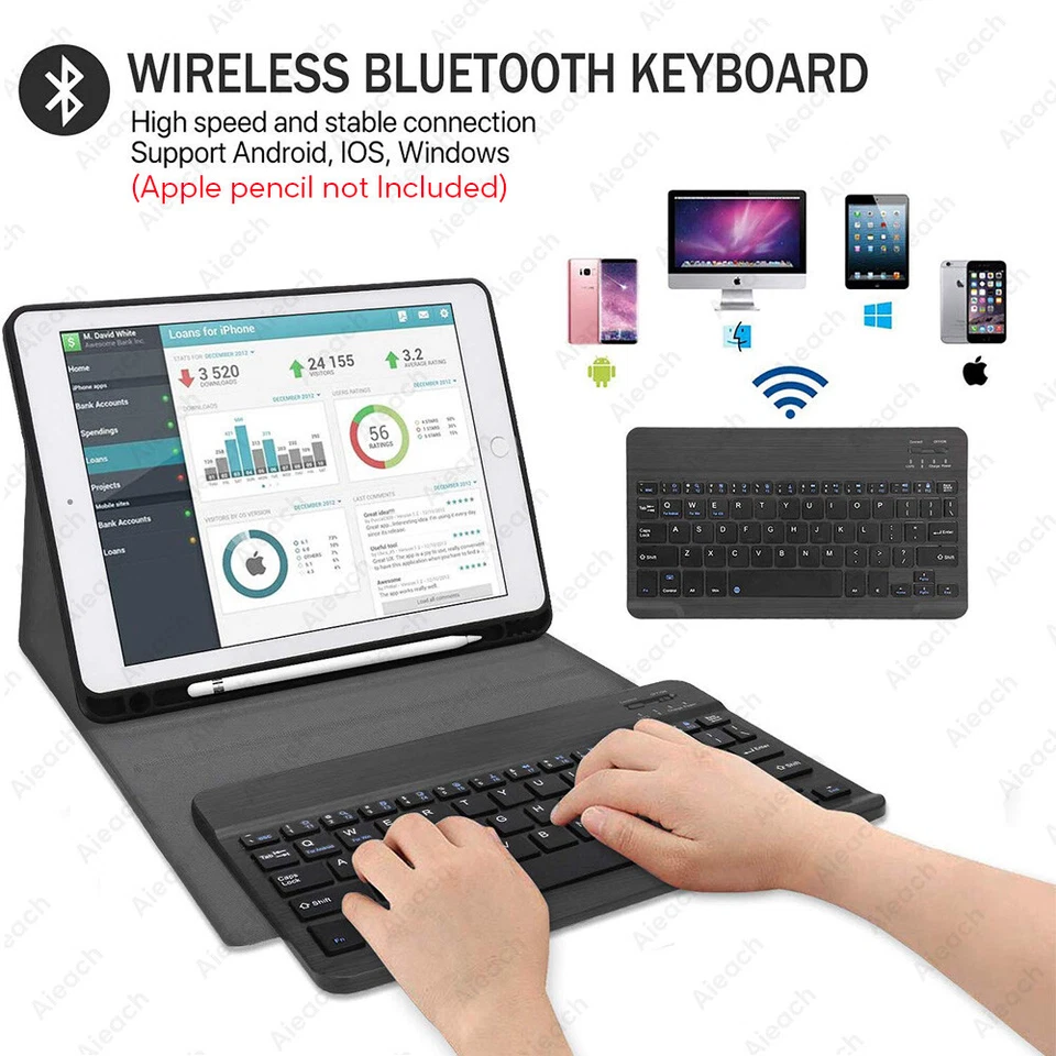 Keyboard Case For iPad 9th 8th 7th Generation 10.2 in Stand Magnetic Smart Cover - Image 3 of 4