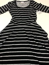 Lularoe Black White Stripe Nicole With Pockets Classic Fit & Flare 2XS 0/00 $48