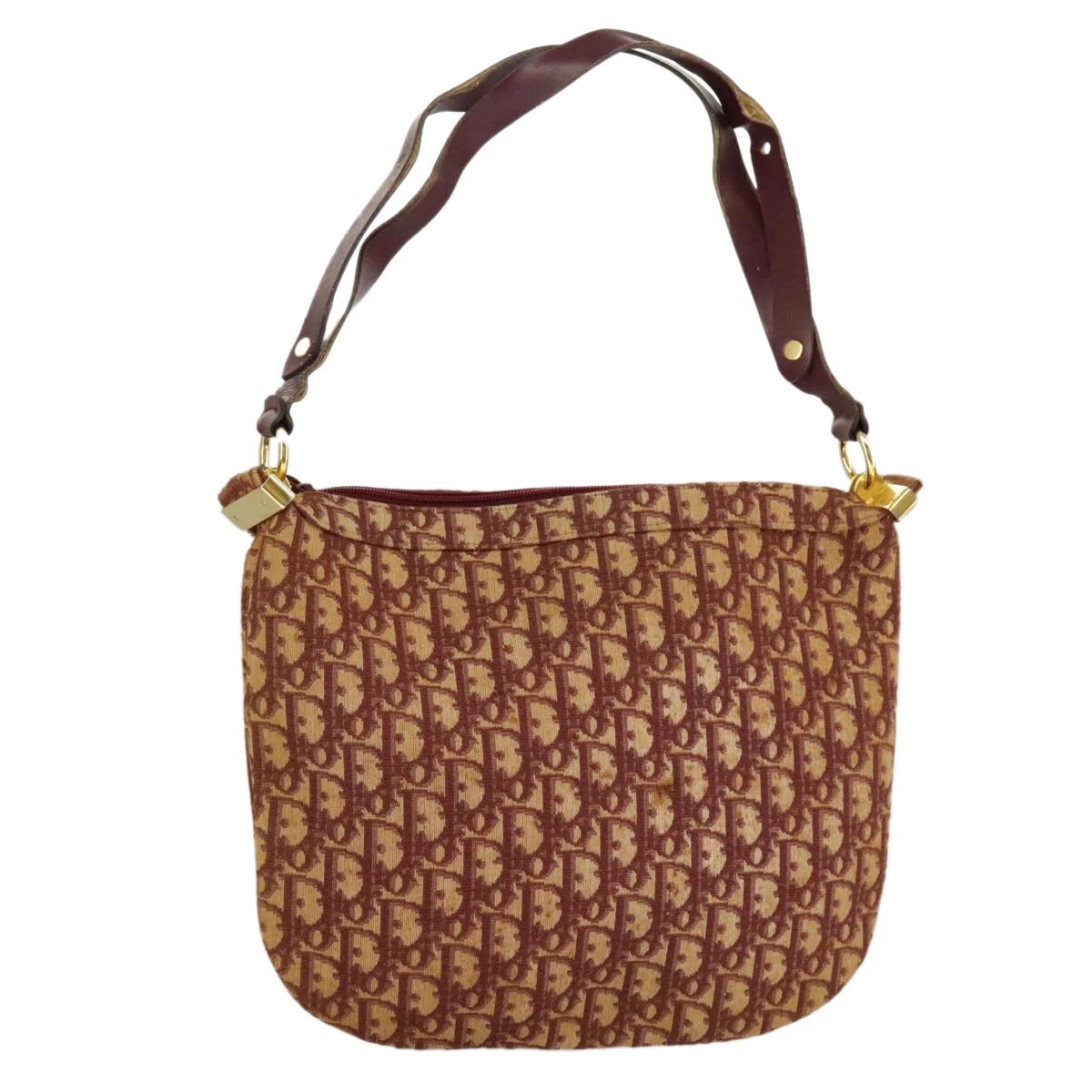 Sac bandoulière Christian Dior trotteur toile rouge or authentique 98331