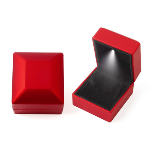 Ring Box with LED Light Velvet Jewelry Gift Wedding Proposal Engagement Diamond - Picture 6 of 16