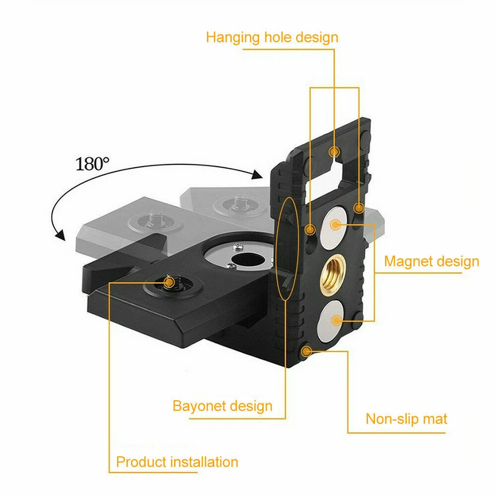 Laser Level Bracket 180°L Shape Magnetic Magnetic Tripod Adapter Base Wall Mount
