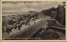 Vintage Real Photo RPPC Postcard Esplanade Beach Looking South Redcar UK