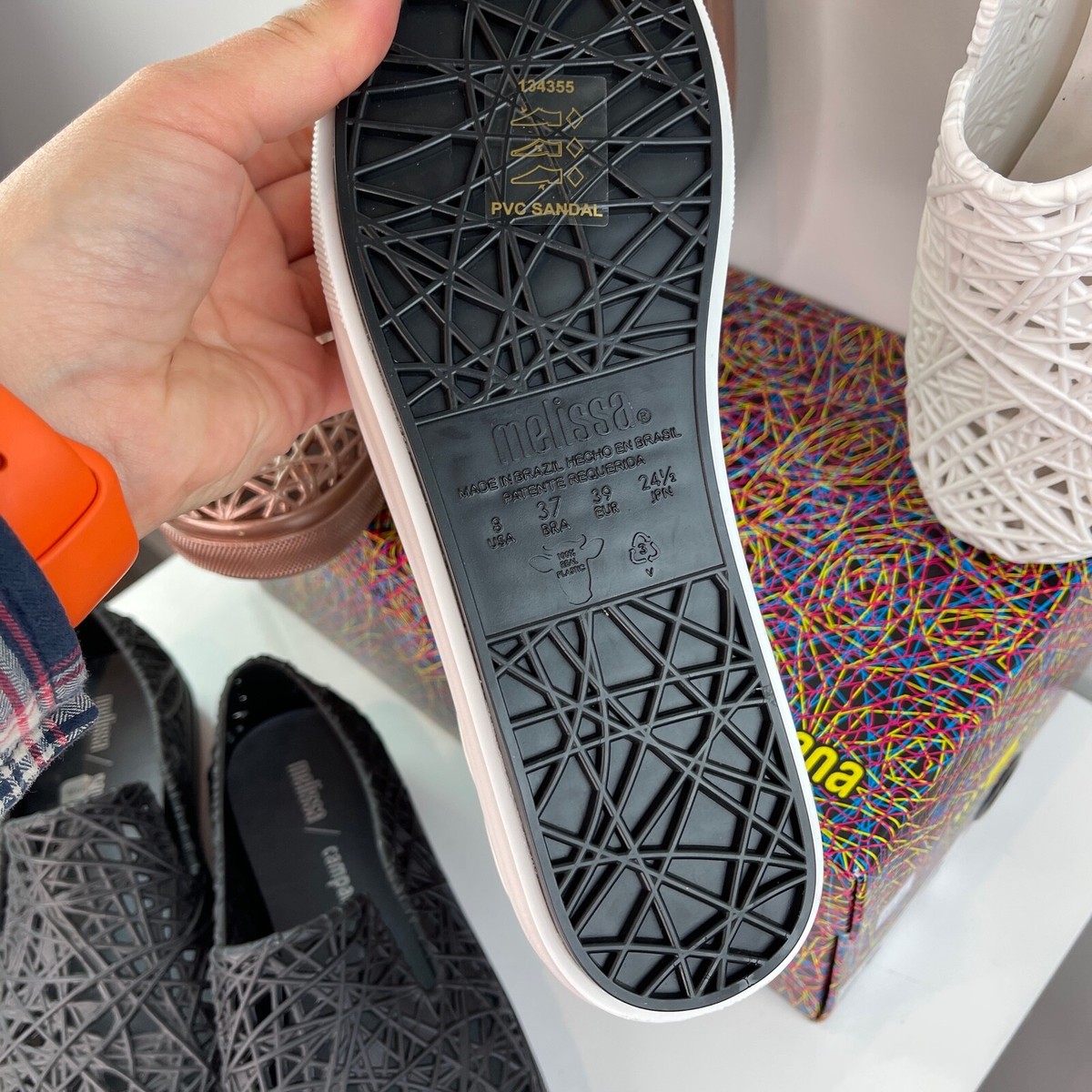 Melissa + Campana Crochet White 6 Rose Gold Black 8 Slip