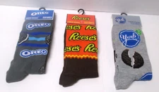 NEW 3 PAIRS MEN'S CREW SOCKSOREO REESE'S YORK PEPPERMINT PATTY SIZE 6-12 #F