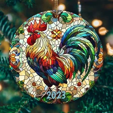 Christmas 2023 Rooster Ornament, Christmas Decoration Gift For Chicken Lover