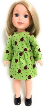 Green Ladybug Dress  for Wellie Wishers 14 1/2 inch Doll Clothes Girl