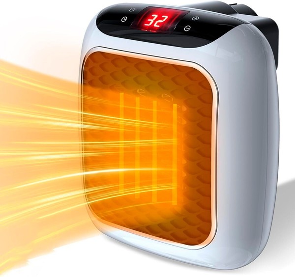 Calefactor Eléctrico 400W/800W de pared | Portátil con termostato y temporizador