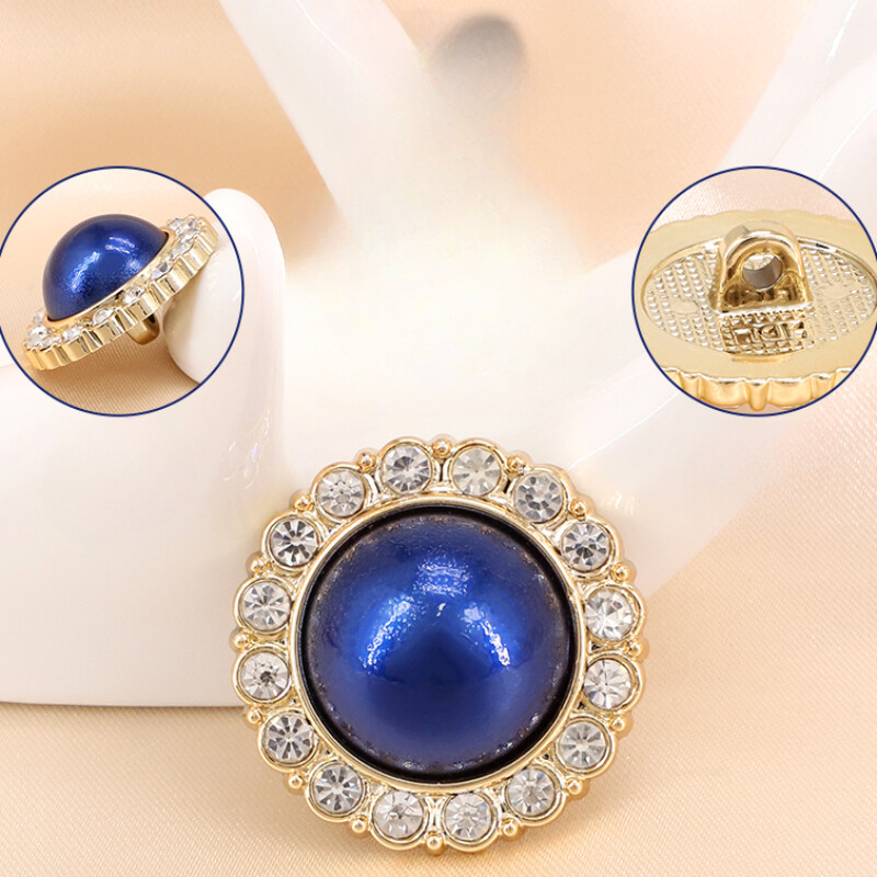 6X DIY Glitter Round Rhinestone Buttons Diamond Craft for Overcoat