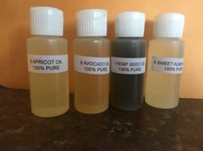 100% PURE OILS 1oz SIZE- APRICOT, AVOCADO, HEMP SEED, SWEET ALMOND AND SUNFLOWER