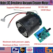 DC18V-36V 545W Nidec 13F048R011 Brushless Vacuum Cleaner Motor W/ PWM Controller