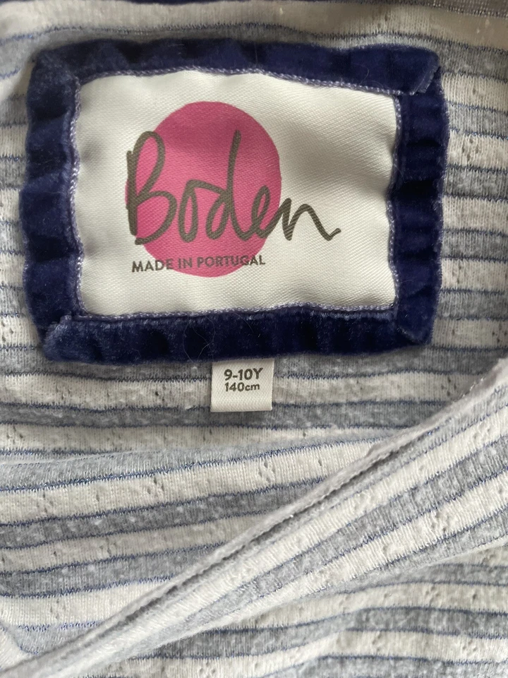 Boden Girls Long Sleeve Striped Shirt  Size 9-10Y Gray White - P - Image 4 of 4