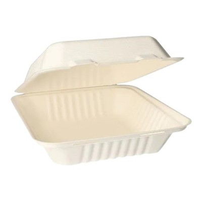 Menüboxen aus Zuckerrohr (Bagasse) ungeteilt weiss Papstar 37526