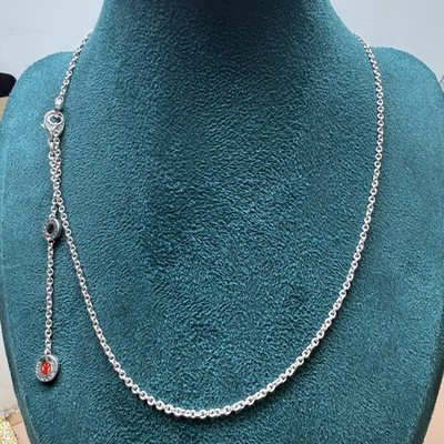 Bulgari Save The Children 925 Sterling Silver Rolo Enamel Necklace 15.5-17 Inch