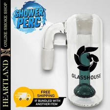 Glasshouse Bong Ash Catcher High Quality THICK Glass PERC 14mm 90deg | TEAL