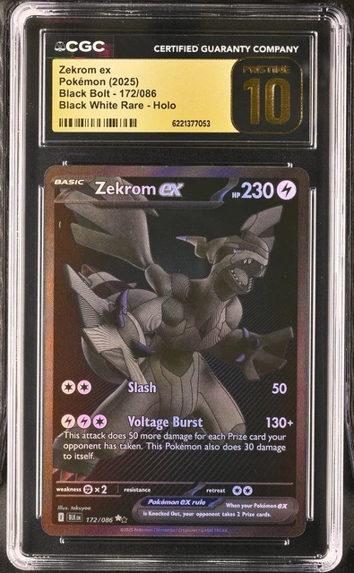 Pokemon Zekrom EX Black Bolt 172/086 Black White Rare CGC 10 Pristine