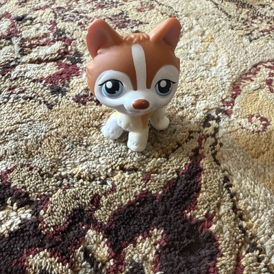 #ad Littlest Pet Shop #386 Golden Brown White Husky Teal Eyes Pets Around The World $10.39