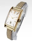 Seiko Chorus Tank Watch Women Silver Dial Gold Tone Date Manual 2107-3140