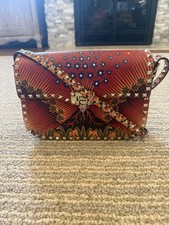 VALENTINO Rockstud Volcano Calfskin Flap Shoulder Bag Red - MSRP $4,000