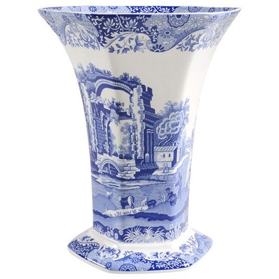 Spode Blue Italian 10'' Hexagonal Footed Vase 6980759