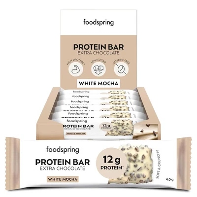 Foodspring Protein Bar Extra Chocolate White Mocha 12x45g 06/26 + Samples